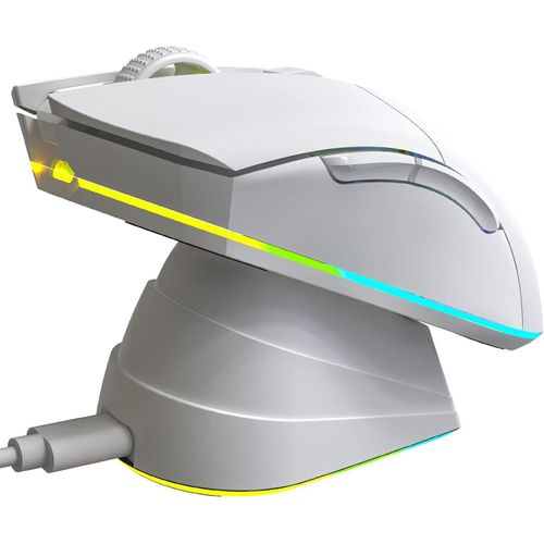 Gaming-Maus kabellos RGB, wiederaufladbar mit Ladestation, 2024 Neuheit, präziser Sensor, langer Akku, bis 6000 DPI, kabelgebunden und kabellos, PC