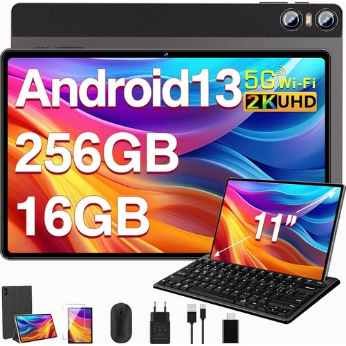 Tablet 11 Zoll Android 13 Tablet 2K Bildschirm Tablet Octa-Core 2.0 GHz 16GB RAM + 256GB ROM + TF 1TB / 2000*1200 Pixel / 8 MP + 20 MP / 10,000 mAh