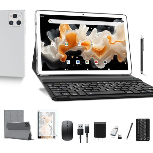 Tablet 10 Zoll mit Tastatur und Stift | 16GB RAM+128GB ROM (1TB TF) Android 12 2023 Neueste MTK Octa-Core 2.0GHz | 5G WIF | 13MP | 7000mAh