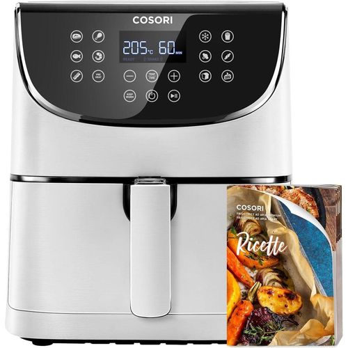 Heißluftfritteuse 5,5L XXL Weiß mit Digitalem LED-Touchscreen, 13 Programmen, Vorheizen & Warmhalten, 100 Rezepte, Öl-frei, 1700W, CP158-AF