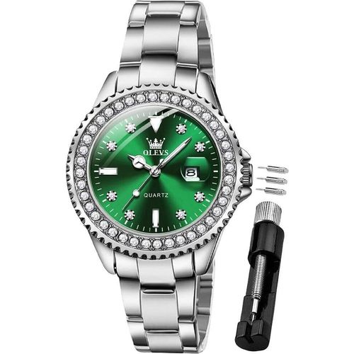 Damenuhr Diamant Analoge Armbanduhr mit Kleines Gesicht Silber Edelstahlband wasserdichte Frauen Uhr GeschenkMarken