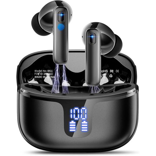 Kopfhörer Kabellos Bluetooth 5.3 mit 4 ENC Mic,40std Tiefer Bass,Noise Cancelling Earbuds IP7 Wasserdicht Ohrhörer mit LED Anzeige Touch Control USB-C