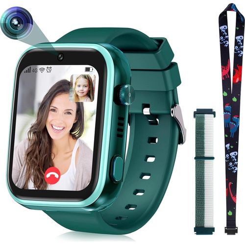 Kinder-Smartwatch mit GPS und Telefon, mit WLAN-Videoanruf-Kamera SOS, IP67 wasserdicht mit GPS-Echtzeitortung, Musik-Video-Player, Alarm Android IOS