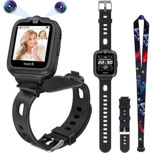 Kinder-Smartwatch IP67 wasserdicht mit GPS-Position, Kamera, SOS, Anruf, Schrittzähler, Touchscreen, Musik-Video-Player-Chat für Jungen und Mädchen