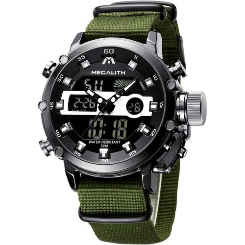 Herrenuhr Sportlich Militär Digitaluhr LED Groß Zifferblatt Uhren fur Männer Digital Analog Armbanduhr Herren Wasserdicht Stoppuhr Wecker Kalender
