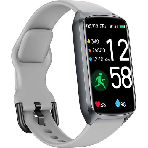 Fitnessuhr Damen Herren, 20+ Trainingsmodi, SpO2-Tracking, Schlafüberwachung, Herzfrequenz-Schrittzähler, 5ATM wasserdichter Aktivitäts-Tracker(grau)