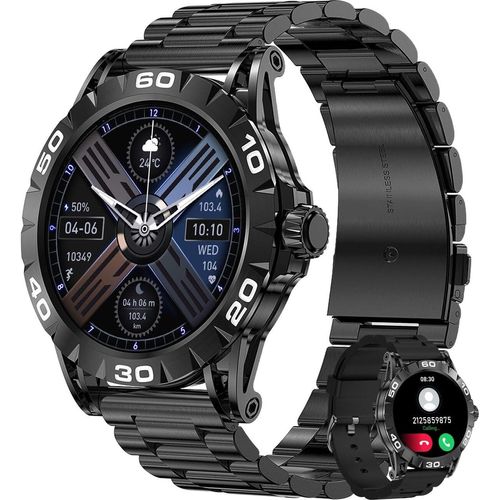 Herren-Smartwatch mit Telefonfunktion und Sprachunterstützung, iOS Android 1,39 Zoll HD mit Metallband, Herzfrequenz-Schlafmonitor, Aktivitäts-Tracker