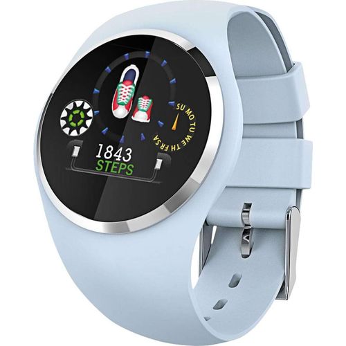 Fitness Tracker mit Herzfrequenz Blutdruck Schlaf Schritte Farbdisplay mit Animation Smartwatch Armband Uhr - 9703-5 Hellblau fur Android IOS