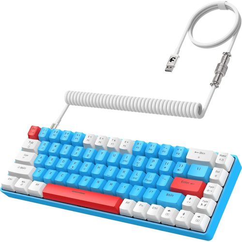 Gaming-Tastatur- und Maus-Set und Cloudlike, weiche Komfort-Handgelenkauflage, 60 % Tastatur, RGB-Beleuchtung, kompaktes Layout, brauner Schalter
