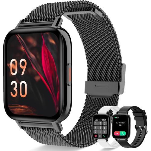 Damen-Smartwatch mit Bluetooth-Anrufen, 1,69 Zoll, Fitnessuhr,Herzfrequenzmesser, Schlafmonitor, Schrittzähler, SpO2 Musiksteuerung Andriod iOS