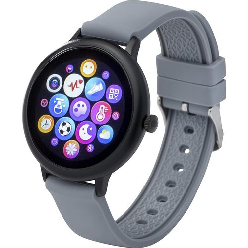 Fitnesstracker mit Herzfrequenz Puls Blutdruck Schlaf Schritte Farbdisplay Smartwatch Armband Uhr - 9715 (Grau + Schwarz):