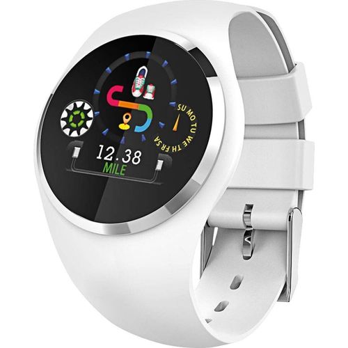 Fitness Tracker mit Herzfrequenz Blutdruck Schlaf Schritte Farbdisplay mit Animation Smartwatch Armband Uhr fur Android und IOS - 9703-0 Weiß