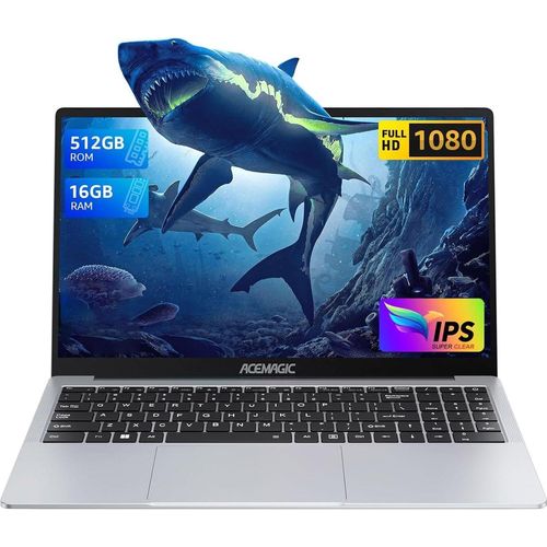 Metallgehäuse, 15,6'' FHD, 16 GB DDR4, 512 GB SSD Computer, Intel Quad-Core N95 (bis zu 3,40 GHz)mit,QWERTY Leichter Laptop mit WiFi, BT5.0,USB 3.2×2