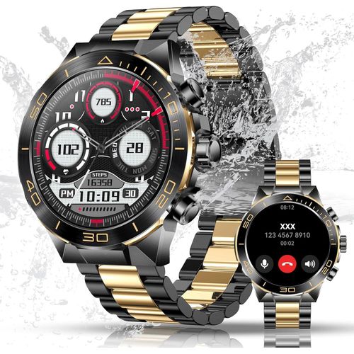 Herren Smartwatch AMOLED HD mit Telefonfunktion, 130+ Sportmodi, Fitnessuhr, Fitnesstracker mit Herzfrequenz, SpO2-Schlafmonitor IP68 wasserdichte