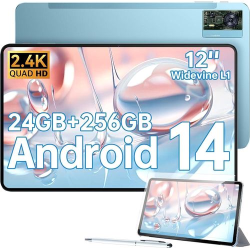 Tablet 12 Zoll - 2024 Neueste Android 14 Tablet 18GB RAM+256GB ROM(2TB TF)Gaming Tablet, 8250mAh, 2.4K IPS, 16MP+8MP Dual SIM Tablet PC 4G LTE/5G WIFI