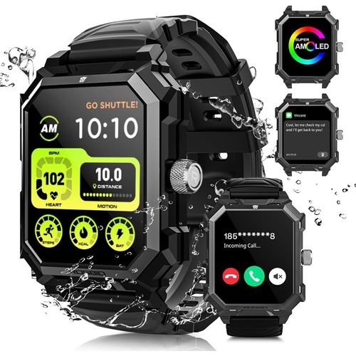 Smartwatch mit Telefonfunktion IP69 wasserdichte Titan Fitnessuhr Herzfrequenz Blutdruck