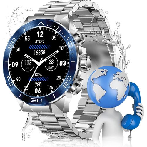 Smartwatch Herren Militär mit Metallband, mit 1.43