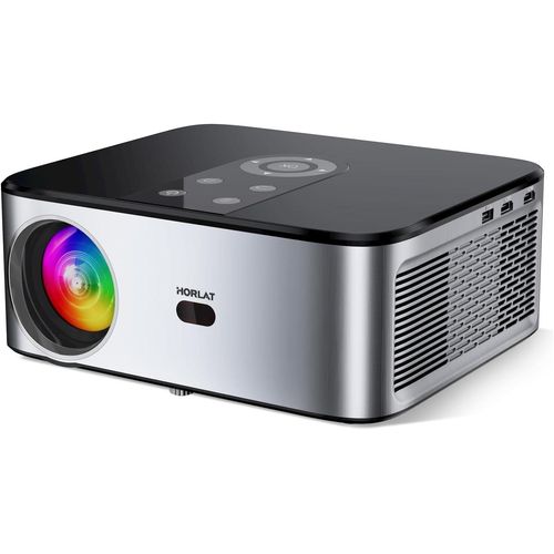 1080P Heimkino Video Beamer 4K Unterstützt, 15000 Lumen, Auto 4P/4D Trapezkorrektur, 50% Zoom (Iron Gray)