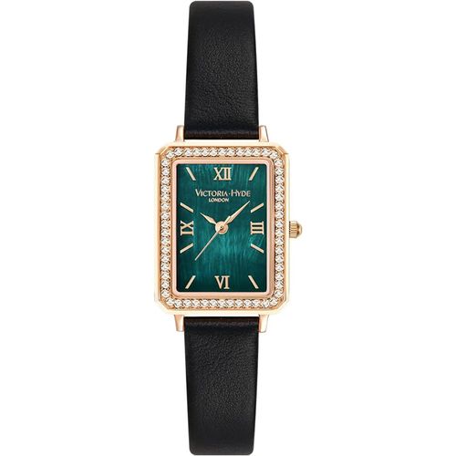 HYDE Rechteck Damenuhr Grün Dial Analog Quarz Armbanduhr mit Edelstahlarmband