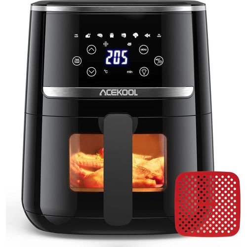 Heißluftfritteuse 5QT XXL Friteuse Heissluft Fritteusen Air Fryer mit Silicon Liner, 8 Presets Geräuscharme Air Fryers mit Sichtfenster
