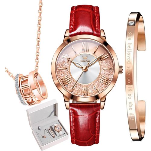 Damenuhr Geschenke Set mit Diamant Herzform Armband Roségold für Damen Weiblich Wasserdicht Analoge Quarz-Armbanduhren