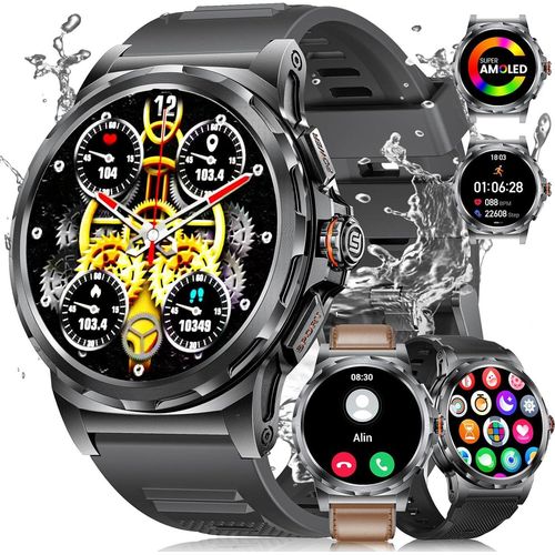 Lige Military Smartwatch, 3 Armbänder, 1,43
