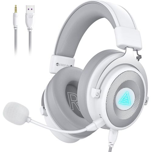 Gaming-Headset, 7.1-Surround-Sound-PC-Headset mit Mikrofon mit Geräuschunterdrückung, USB und 3,5-mm-Audioanschluss, LED-Licht, superleichte