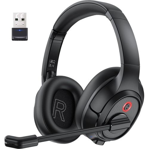 Gaming-Headset (Wireless Business Headset, Bluetooth Headset, Bluetooth Headset mit Mikrofon Bis zu 55 Stdn & 10 Meter Reichweite)