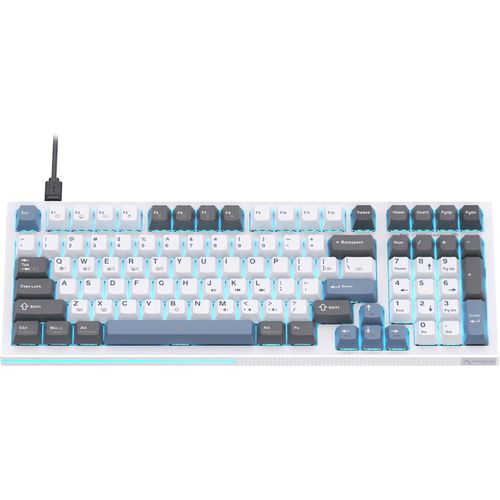 Gaming Tastatur, 98 Tasten LED Hintergrundbeleuchtete Computer Tastatur, 96% QWERTY US Layout, Verkabelte Tastatur, Vorab geschmierte Braune Schalter