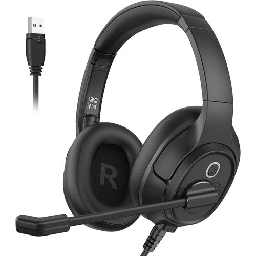 Gaming-Headset (USB Headset mit Mikrofon Office PC Headset mit ENC Mic Stummschalter & Lautstärkeregler, Usb headset mit mikrofon stummschalter