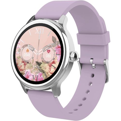 Smartwatch SW063B - Farbe Lila - Sprachassistent, Bluetooth-Anrufe, 22 Sportmodi, Herzfrequenzüberwachung - Silikonband - Größe 39,8 x 10,5 mm (Lila)