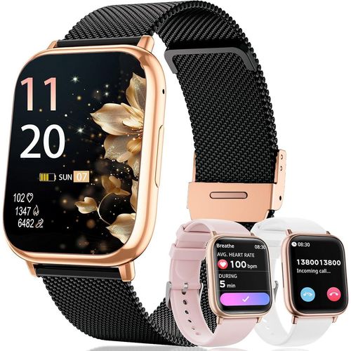 Fur Damen mit Telefonfunktion, / SpO2 / Menstruationszyklus 24H Herzfrequenz / Schlafmonitor / IP68 wasserdicht / Fitnesstracker