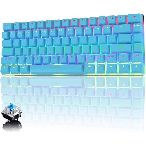 Mechanische Tastatur, 82 Tasten Anti-Ghosting Kompakte Ergonomische USB Kabelgebundene Computer Gaming Tastatur, Regenbogen LED Hintergrundbeleuchtung