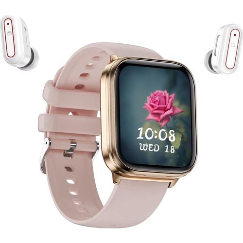 Smartwatch mit kabellosen Kopfhörern Mini In-Ear Bluetooth Earbuds Pulsuhr, Schrittzähler, Gesundheitsuhr Sportuhr für Herren Musik-Uhr