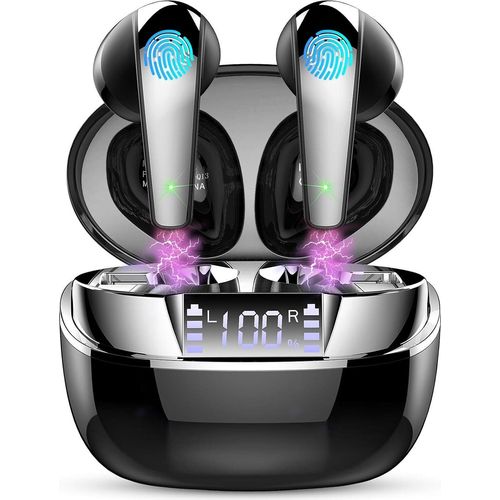 Kopfhörer Kabellos Bluetooth 5.3 mit 4 ENC Mic, 2024 Neue Kabellose Kopfhörer Noise Cancelling Earbuds, IP7 Wasserdicht Wireless Kopfhörer LED Anzeige