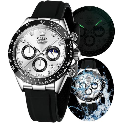 OLEVS Herren Chronograph Quarzuhr, Leuchtende Uhr für Männer, Elegantes Design, Modische Freizeitarmbanduhr, Hochwertiges Edelstahlgehäuse, Präzise