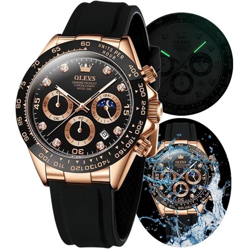 OLEVS Herren Chronograph Quarzuhr, Leuchtende Uhr für Männer, Elegantes Design, Modische Freizeitarmbanduhr, Hochwertiges Edelstahlgehäuse, Präzise