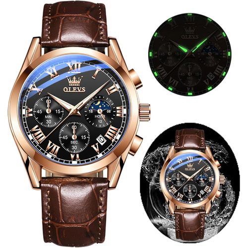 OLEVS Herren Chronograph Quarzuhr, Leuchtende Uhr für Männer, Elegantes Design, Modische Freizeitarmbanduhr, Hochwertiges Edelstahlgehäuse, Präzise