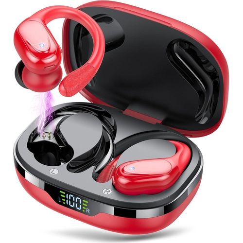 Sport, Kopfhörer Kabellos Bluetooth 5.3, 60 Std Kabellose Kopfhörer mit Tiefer Bass, mit 4 ENC Klarer Mic, IPX7 wasserdichte mit Ohrhaken