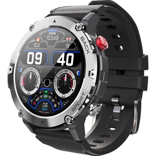 mit Telefonfunktion, Militärische Sportuhr 1.32” Touchscreen mit Whatsapp Funktion Wasserdicht Schrittzähler Pulsuhr mit Blutdruck Fitness Tracker