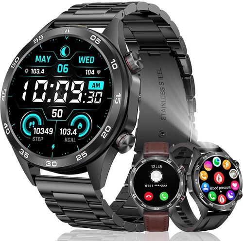 Herren Fitness Uhr mit Telefonfunktion Sport Wasserdicht Fitnessuhr - Blutdruckmessung Pulsuhr 100+ Sportmodi & IP67-Wasserdicht