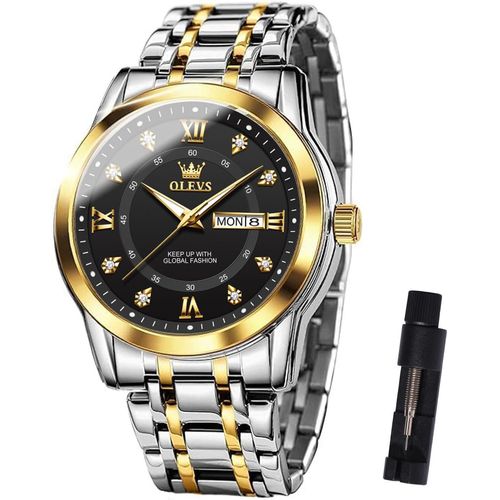 Herren uhr Lässiger Bicolor Herrenuhren mit Datum, Klassisch Analog Quarzuhr Geschenke für Männer, Armband Uhr mit Römische/Arabischen Zahlen