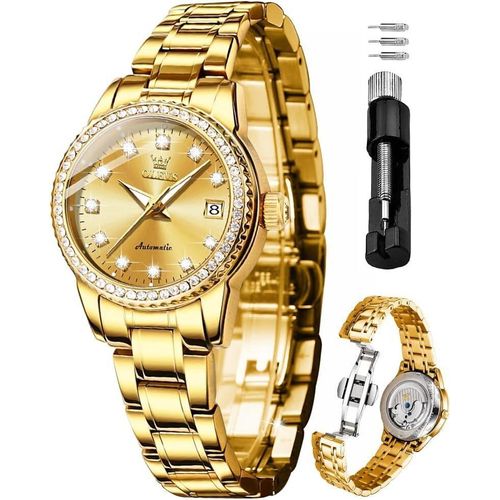 s und elegantes Diamant Frauen Uhr Automatische Mechanische Luxus Kleid Klassische Edelstahl Armband Damen 30 m wasserdicht