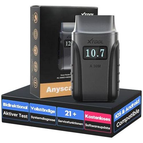 XTOOL A30M OBD2 Diagnosegerät BT, Wireless Car Tool 21 Reset, bidirektionaler/aktiver Test, alle Systeme OBD Android & iOS, Öl/ABS/SAS/BMS // DPF