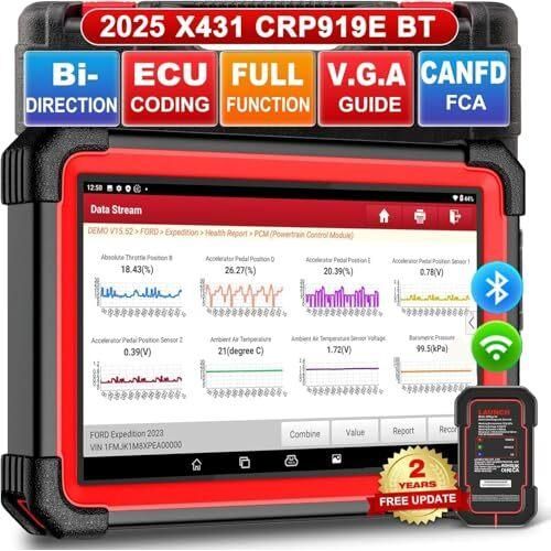 Starten Sie CRP919E BT OBD2 Diagnosegerät Alle Fahrzeuge, Systemdiagnostik für Auto -OE -Ebene, 37+ Reset Services, Tester Active Test, CANFD, ECU -Co
