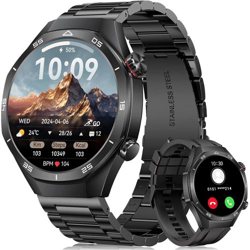 Smartwatch 1,52 Zoll Wasserdicht IP67 Sport Fitnessuhr - Tracker Schrittzähler Smart Watch Silber - Blutdruckmessung Pulsmesser