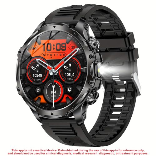 für Herren (Anrufe beantworten/tätigen), mit 800 mAh Akku, Taschenlampenfunktion mehrere Sportmodi, Fitnesstracker, Schlafüberwachung, kabellose