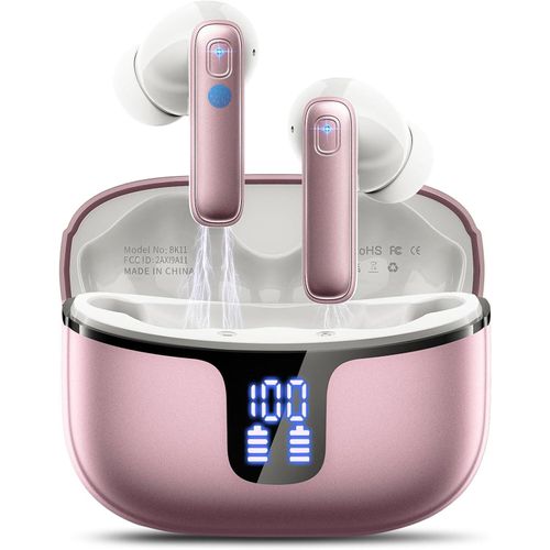 Kopfhörer Kabellos Bluetooth 5.3 mit 4 ENC Mic,40std Tiefer Bass,Noise Cancelling Earbuds IP7 Wasserdicht Ohrhörer mit LED Anzeige Touch Control USB-C
