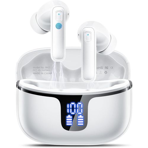 Kopfhörer Kabellos Bluetooth 5.3 mit 4 ENC Mic,40std Tiefer Bass,Noise Cancelling Earbuds IP7 Wasserdicht Ohrhörer mit LED Anzeige Touch Control USB-C