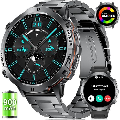 Fur Herren Smartwatch mit Telefonfunktion 900 mAh 110+ Sportmodi, IP68 Wasserdicht, Fitness Tracker Herzfrequenz/Schlafmonitor